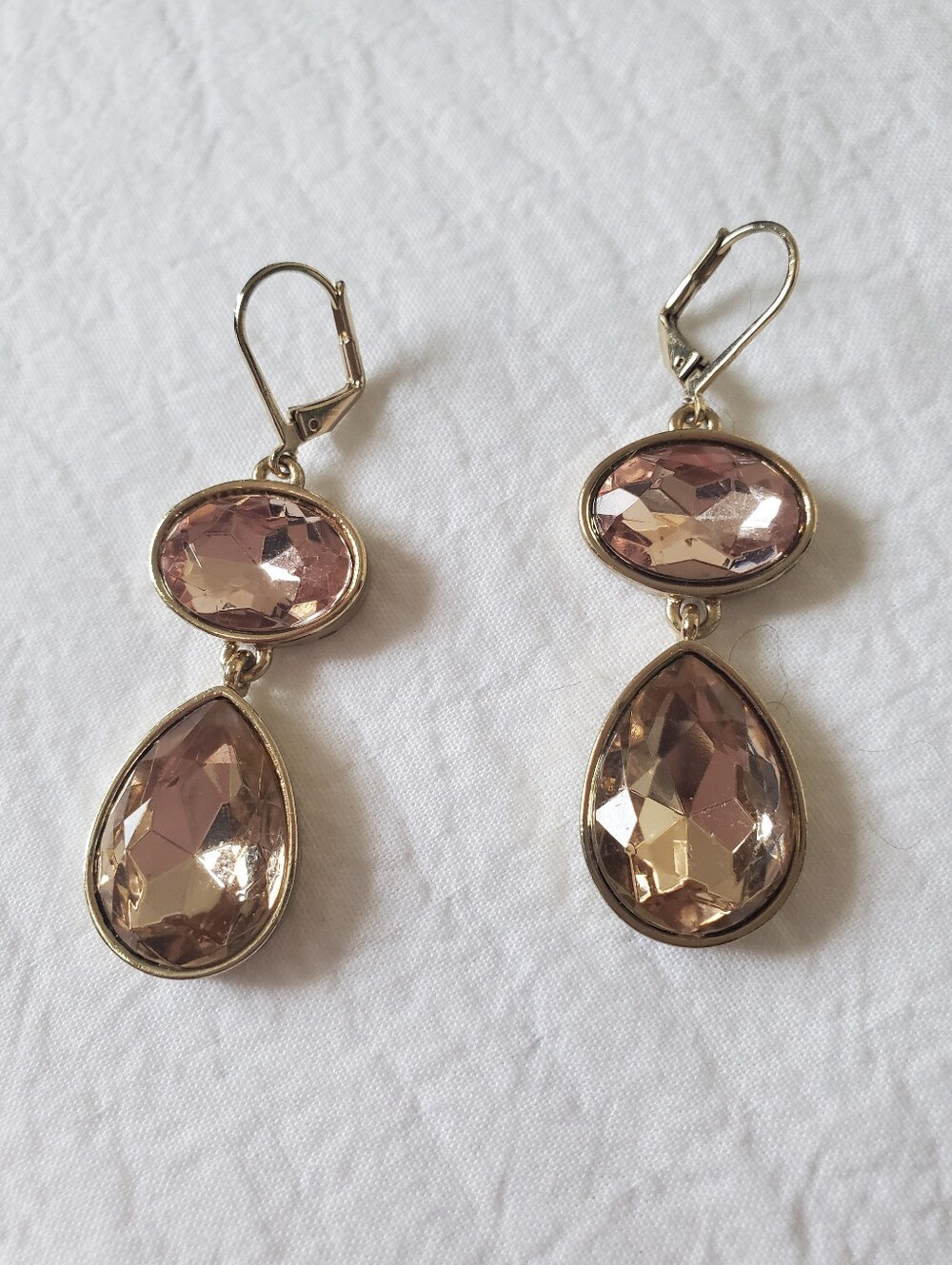 Gold-Tone Champagne Crystal Drop Earrings